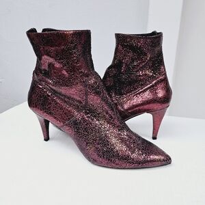 Free People Willa Metallic Pointy Ankle Boots 41